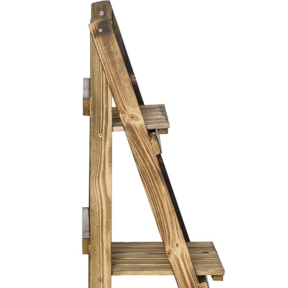 3 Tier Wooden Plant Stand Foldable Plant Shelf for Indoor and Outdoor Terrace Garden Balcony 40x37x93 cm Natural