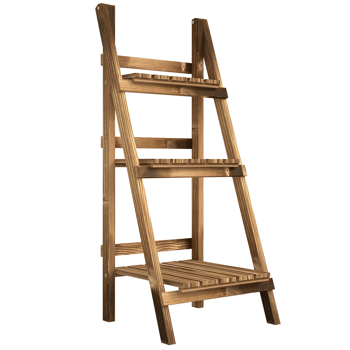 3 Tier Wooden Plant Stand Foldable Plant Shelf for Indoor and Outdoor Terrace Garden Balcony 40x37x93 cm Natural