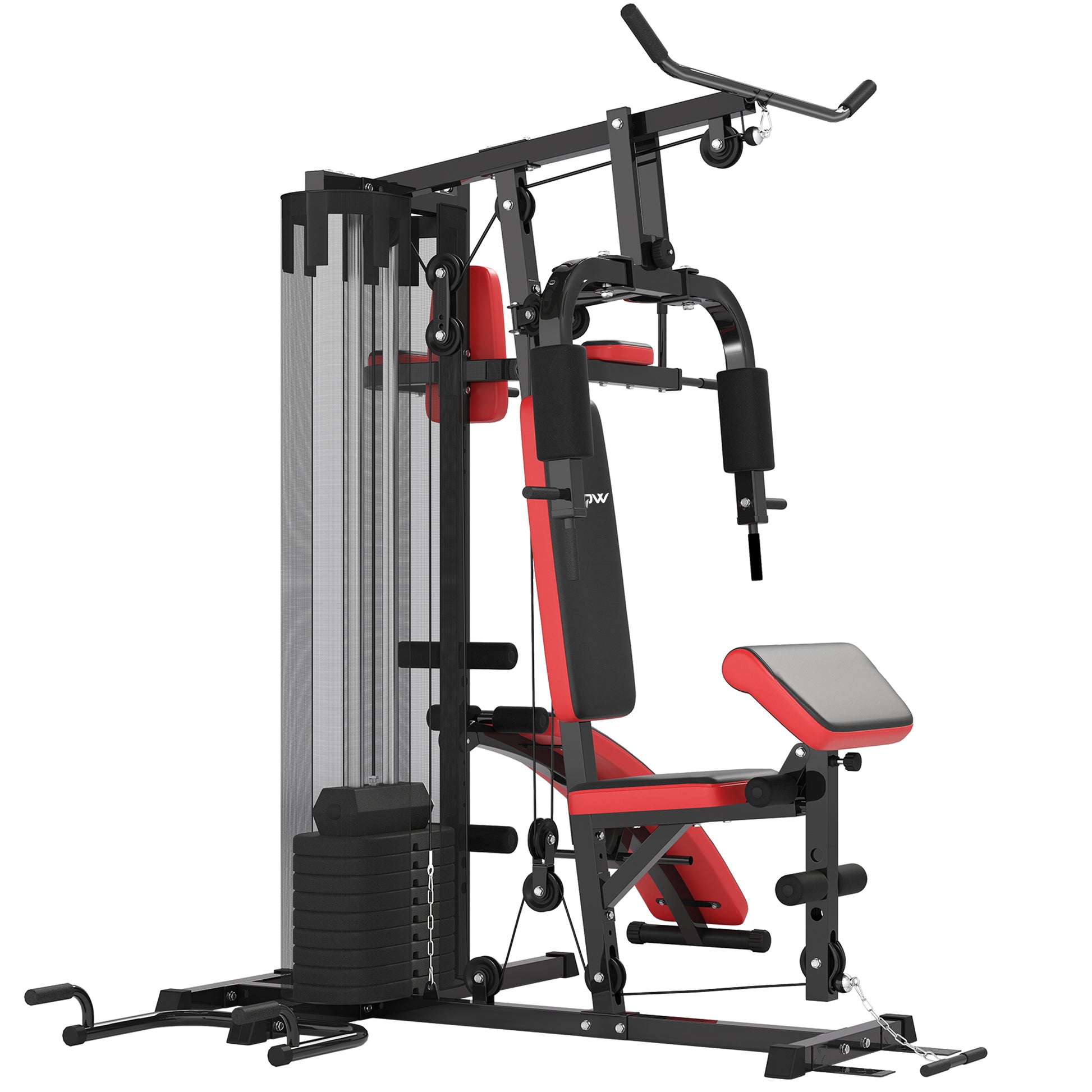 SPORTNOW Adjustable multifunctional weight training station fitness bench 10 weights 65 kg with protective net home fitness equipment black