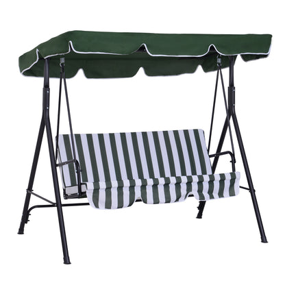 3-Seater Garden Swing with Adjustable Canopy and Steel Frame for Balcony Terrace Patio Load 200 kg 172x110x153 cm Green