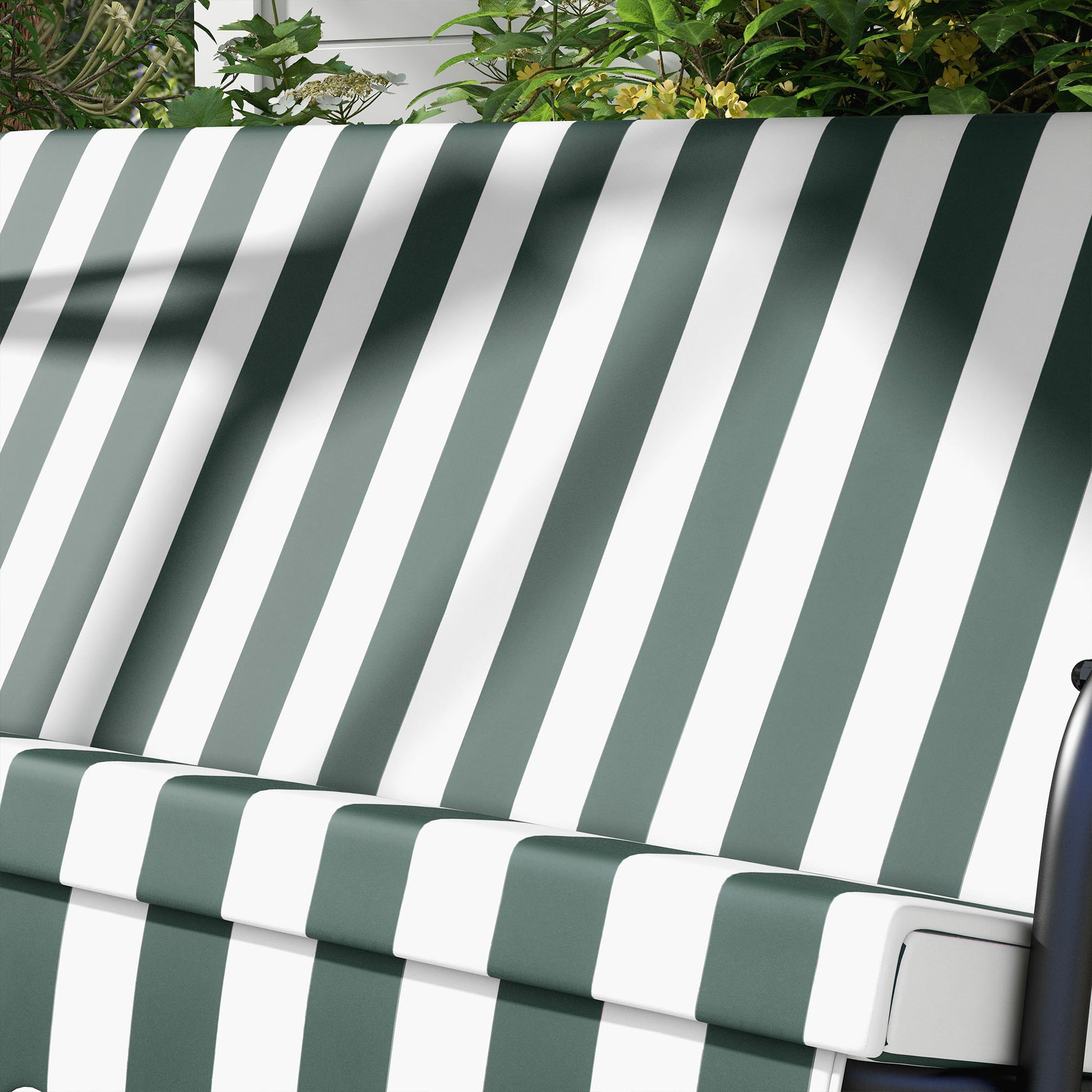 3-Seater Garden Swing with Adjustable Canopy and Steel Frame for Balcony Terrace Patio Load 200 kg 172x110x153 cm Green