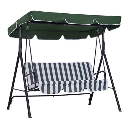3-Seater Garden Swing with Adjustable Canopy and Steel Frame for Balcony Terrace Patio Load 200 kg 172x110x153 cm Green