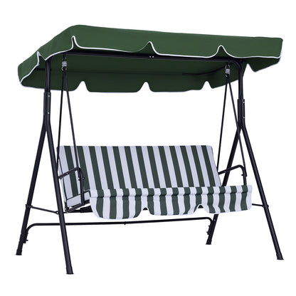 3-Seater Garden Swing with Adjustable Canopy and Steel Frame for Balcony Terrace Patio Load 200 kg 172x110x153 cm Green