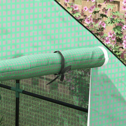 Garden Greenhouse with 3 Tiers Shelves, Balcony Greenhouse, Reinforced 135 g/m² tarpaulin, Steel Frame, Roll-up Zippered Door, for Vegetables Plants Flowers, 140x143x190cm, Green