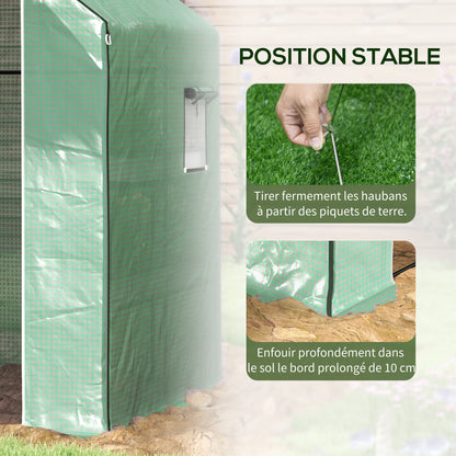 Garden Greenhouse with 3 Tiers Shelves, Balcony Greenhouse, Reinforced 135 g/m² tarpaulin, Steel Frame, Roll-up Zippered Door, for Vegetables Plants Flowers, 140x143x190cm, Green