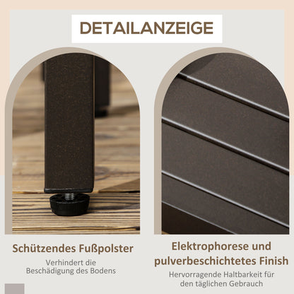 Coffee Table, Garden Table with Wood Look, Rectangular Coffee Table, Garden Table for Balcony, Terrace, Steel, Brown, 91 x 51 x 46 cm