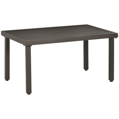 Coffee Table, Garden Table with Wood Look, Rectangular Coffee Table, Garden Table for Balcony, Terrace, Steel, Brown, 91 x 51 x 46 cm