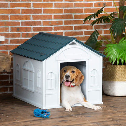 White Outdoor Dog House for Small and Medium Dogs - 65 x 75.7 x 63 cm