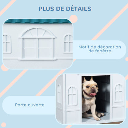 White Outdoor Dog House for Small and Medium Dogs - 65 x 75.7 x 63 cm