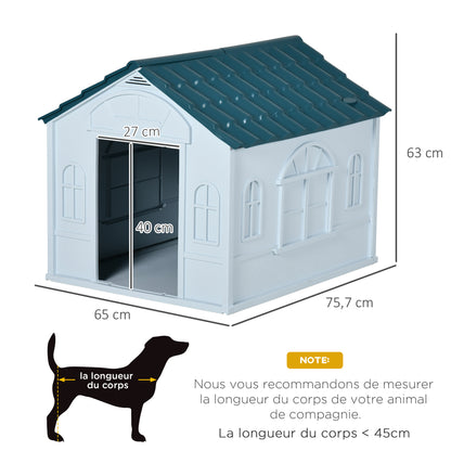 White Outdoor Dog House for Small and Medium Dogs - 65 x 75.7 x 63 cm