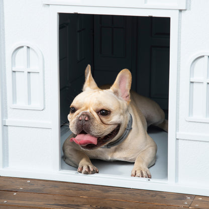 White Outdoor Dog House for Small and Medium Dogs - 65 x 75.7 x 63 cm