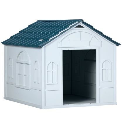 White Outdoor Dog House for Small and Medium Dogs - 65 x 75.7 x 63 cm