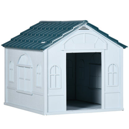 White Outdoor Dog House for Small and Medium Dogs - 65 x 75.7 x 63 cm