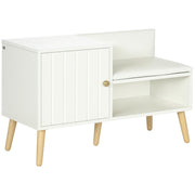Shoe Bench Shoe Storage Bench with Padded Seat and Open Shelf for 4 Pairs of Shoes Shoe Bench for Entryway Hallway Living Room Hall 80x33x49 cm White