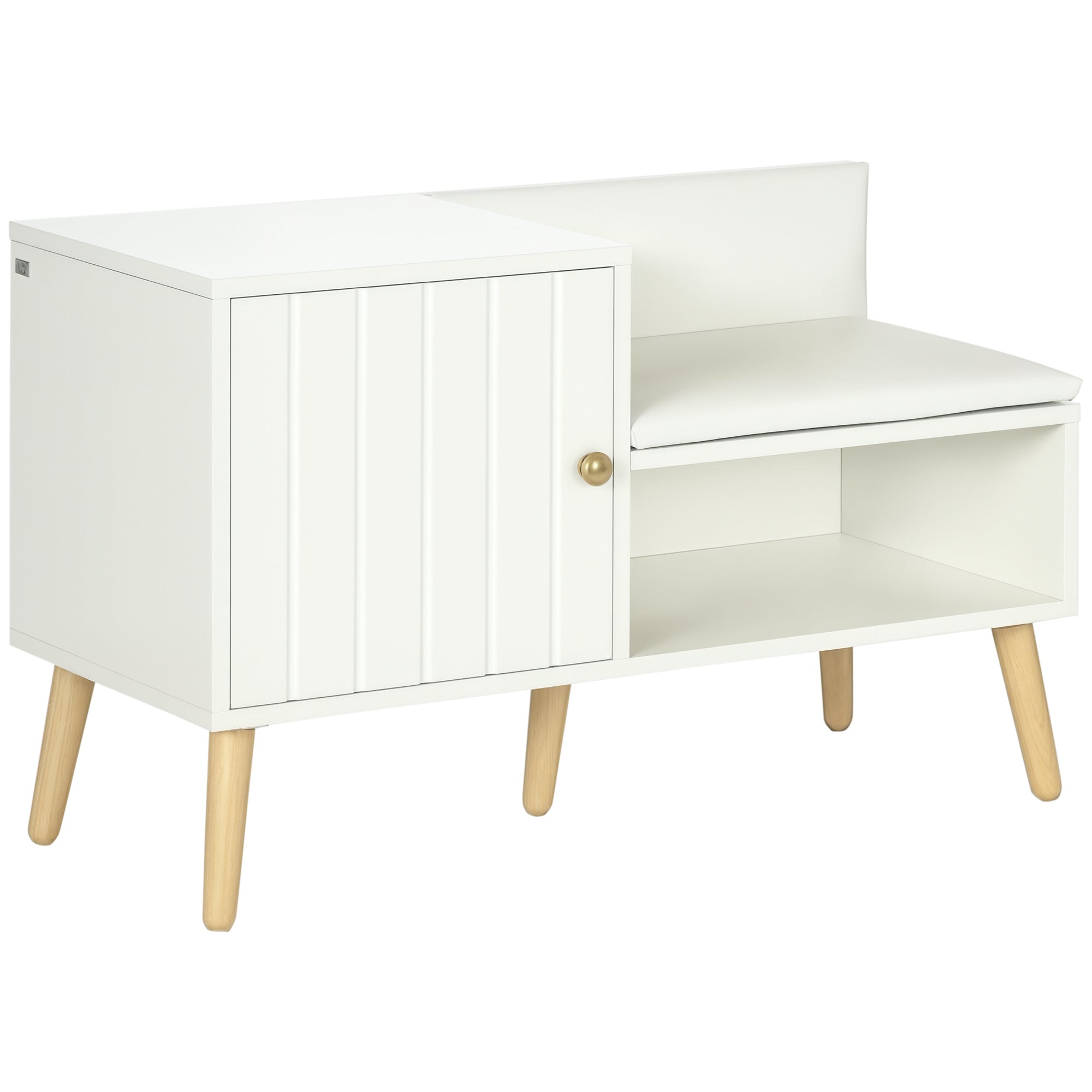 Shoe Bench Shoe Storage Bench with Padded Seat and Open Shelf for 4 Pairs of Shoes Shoe Bench for Entryway Hallway Living Room Hall 80x33x49 cm White