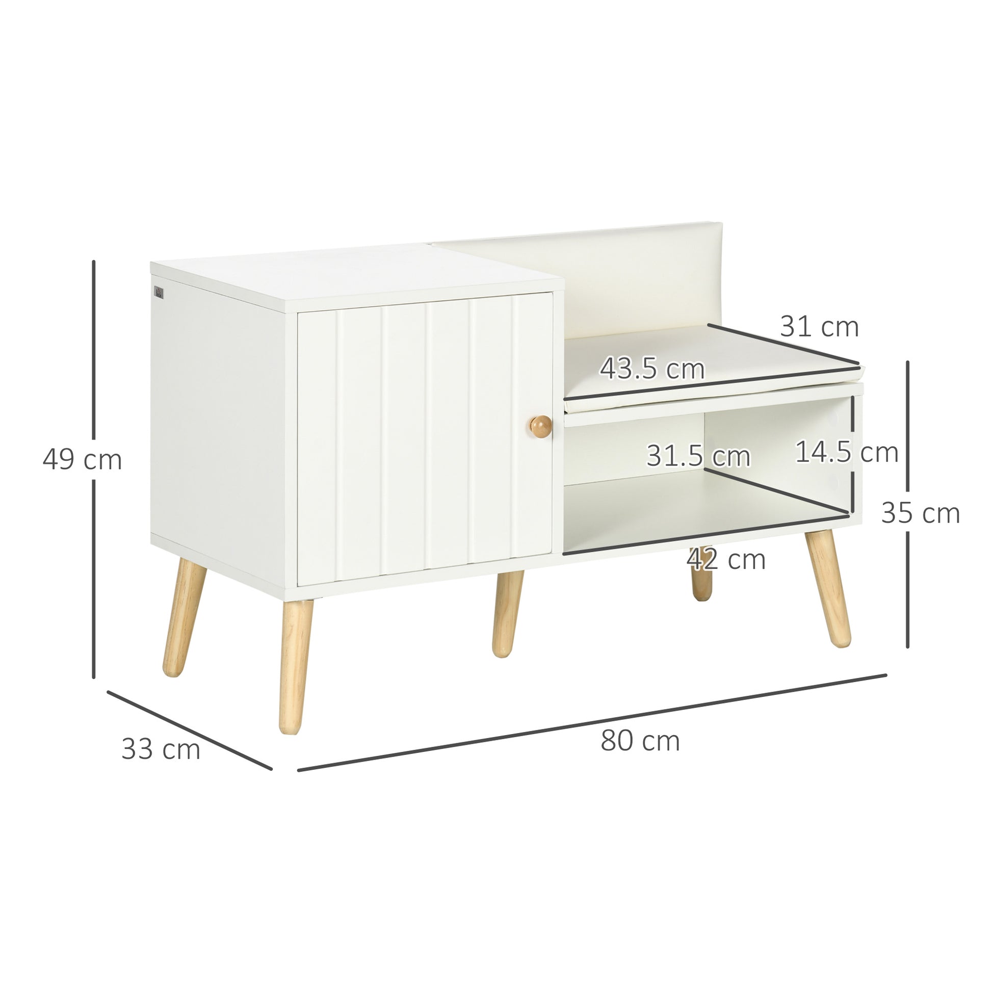 Shoe Bench Shoe Storage Bench with Padded Seat and Open Shelf for 4 Pairs of Shoes Shoe Bench for Entryway Hallway Living Room Hall 80x33x49 cm White