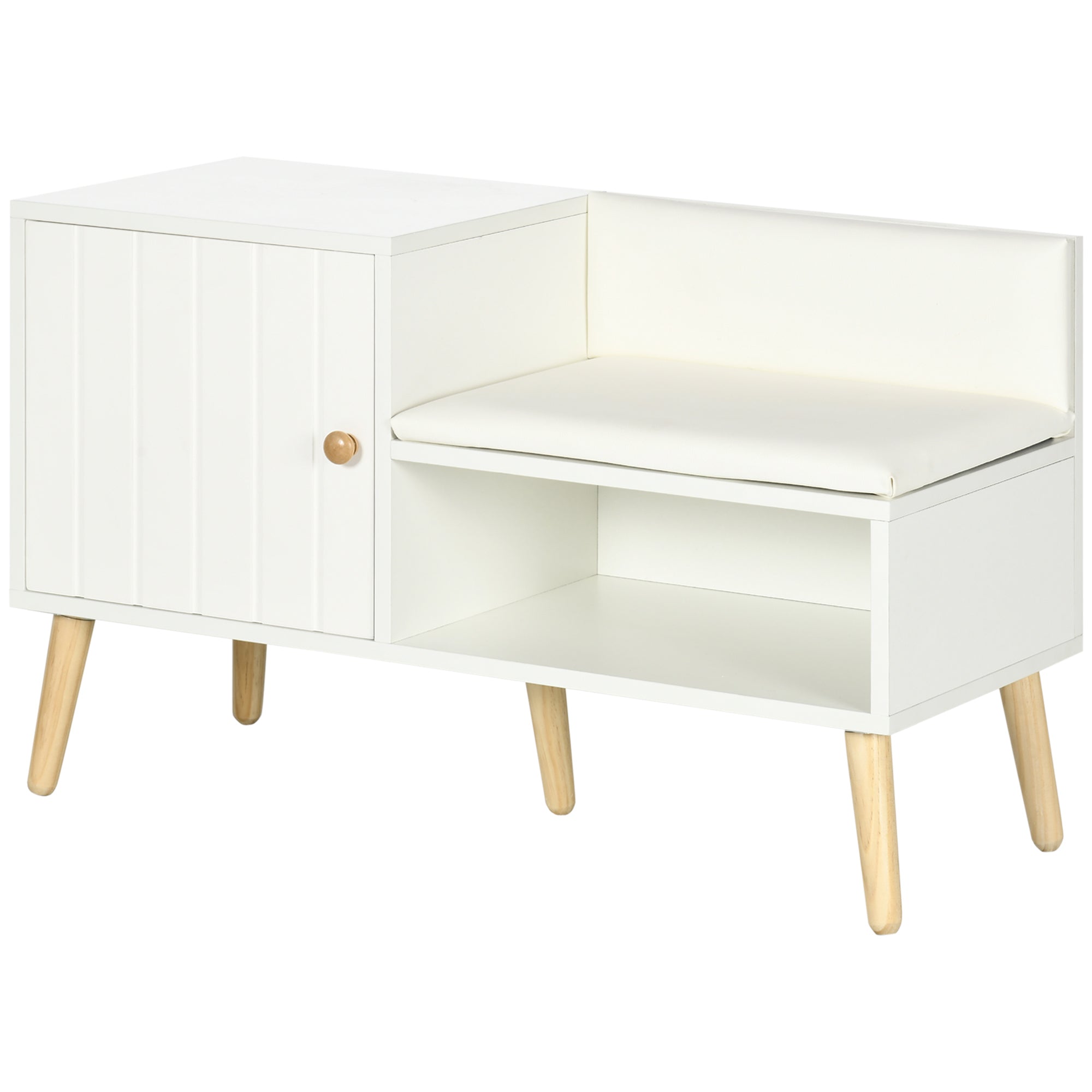 Shoe Bench Shoe Storage Bench with Padded Seat and Open Shelf for 4 Pairs of Shoes Shoe Bench for Entryway Hallway Living Room Hall 80x33x49 cm White