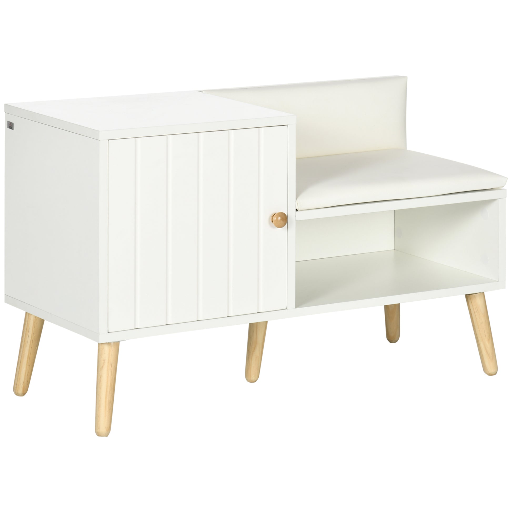 Shoe Bench Shoe Storage Bench with Padded Seat and Open Shelf for 4 Pairs of Shoes Shoe Bench for Entryway Hallway Living Room Hall 80x33x49 cm White