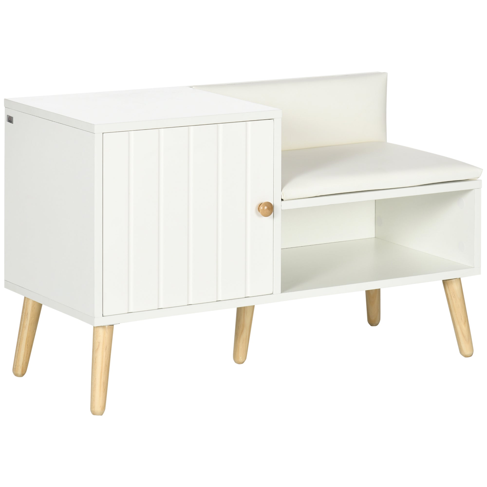 Shoe Bench Shoe Storage Bench with Padded Seat and Open Shelf for 4 Pairs of Shoes Shoe Bench for Entryway Hallway Living Room Hall 80x33x49 cm White
