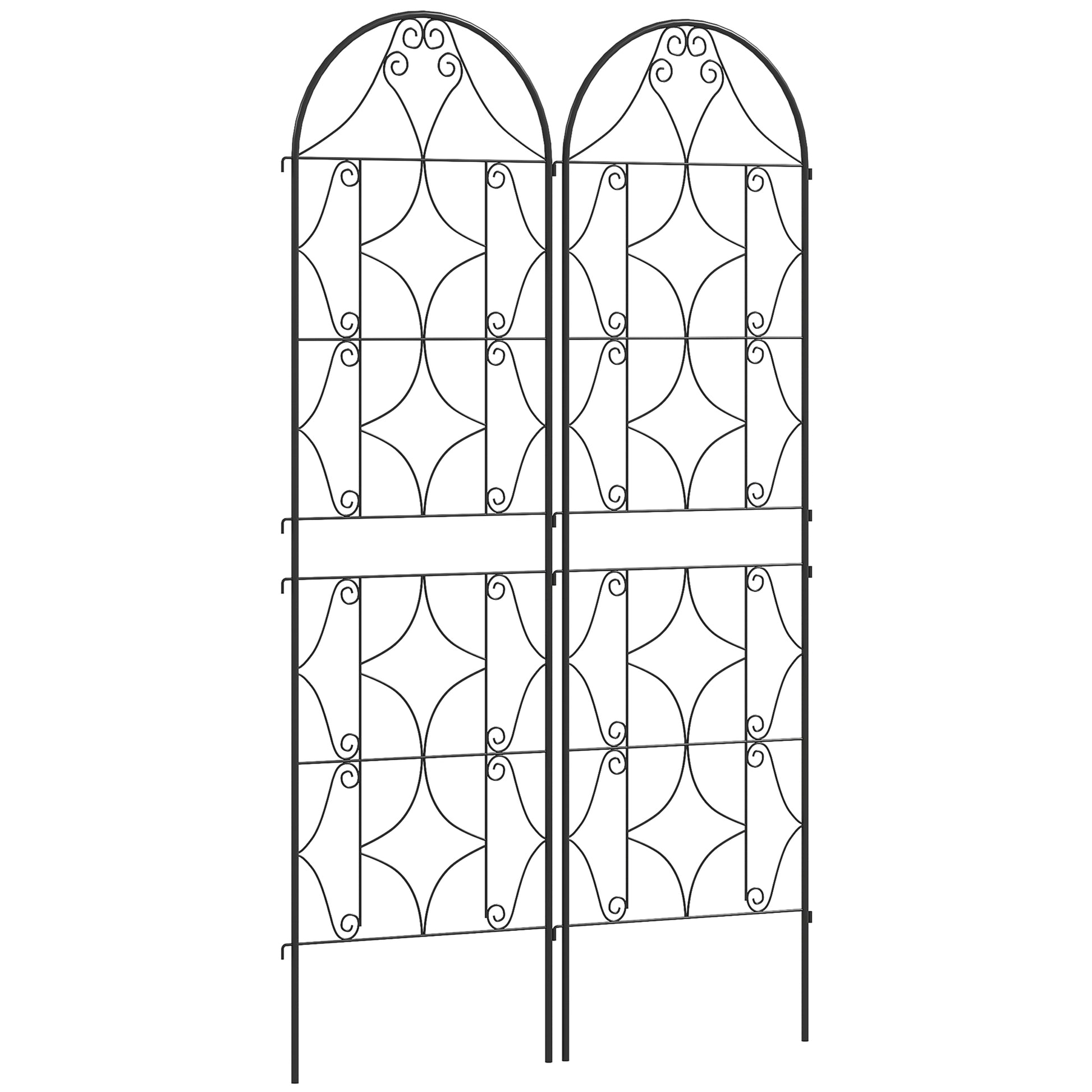 Irregular Pattern Climbing Plant Support, Set of 2, Garden Trellis for Vegetables, Vines, Flowers, Metal, 50 x 180 cm, Black