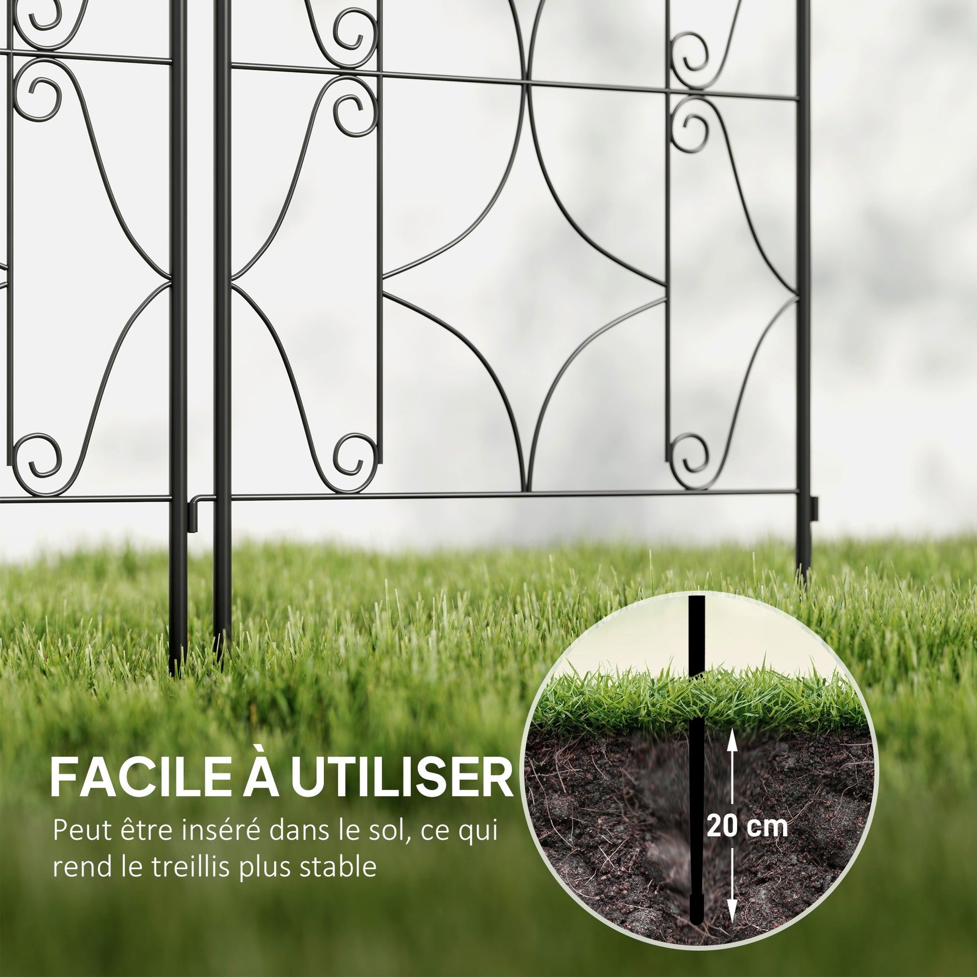 Irregular Pattern Climbing Plant Support, Set of 2, Garden Trellis for Vegetables, Vines, Flowers, Metal, 50 x 180 cm, Black
