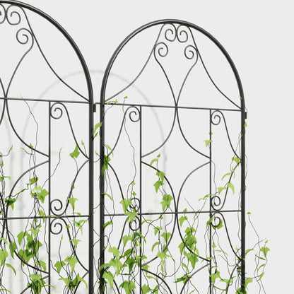 Irregular Pattern Climbing Plant Support, Set of 2, Garden Trellis for Vegetables, Vines, Flowers, Metal, 50 x 180 cm, Black