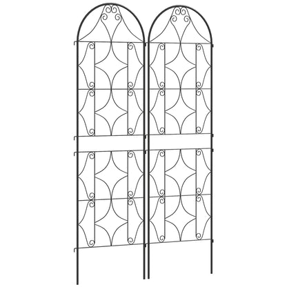 Irregular Pattern Climbing Plant Support, Set of 2, Garden Trellis for Vegetables, Vines, Flowers, Metal, 50 x 180 cm, Black