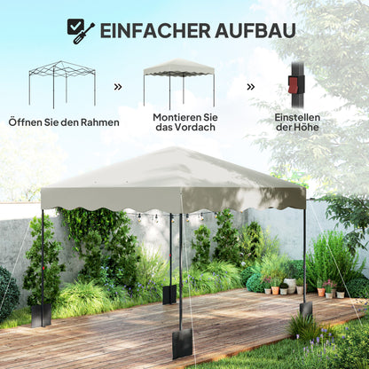 Pavilion approx. 3x3m, water-repellent Stable Winterproof Pop-up Folding Pavilion with UV Protection 50+, Foldable Party Tent Garden Canopy with Rolling Bag, Garden Pavilion for Camping Garden, Cream White