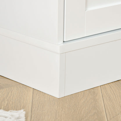 Bookcase 178.5 cm High Cabinet Display Cabinet with Glass Door 6 Shelves Kitchen Cabinet for Living Room Kitchen White