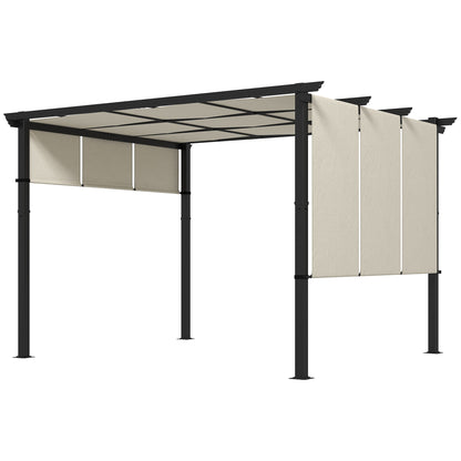 Pergola approx. 11.7 x 9.7 ft Garden Pavilion with Adjustable Roof, Freestanding Metal Patio Canopy for Terrace and Garden, Beige