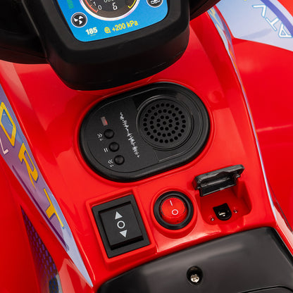 6V Children's Electric Quad, Kids Electric Car, 2.5 km/h Speed, with Headlights, Forward and Reverse, Music Function, for Children 18-36 Months, Red