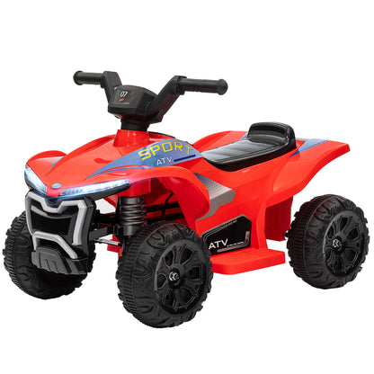 6V Children's Electric Quad, Kids Electric Car, 2.5 km/h Speed, with Headlights, Forward and Reverse, Music Function, for Children 18-36 Months, Red