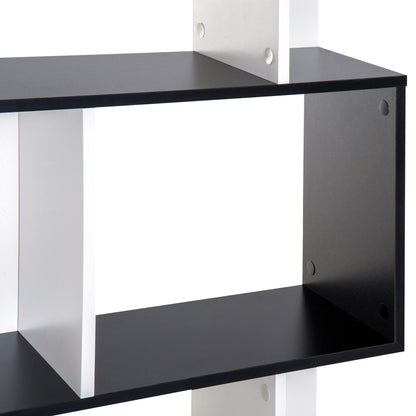 Contemporary Design S-shaped Bookshelf Storage Furniture 4 Shelves 60L x 24W x 148H cm Black White