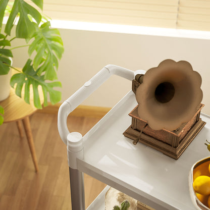 3-Tier Aluminum Alloy Wheeled Utility Cart Kitchen Storage Cart 105 kg Capacity for Dining Room Bathroom 88x44x93 cm White