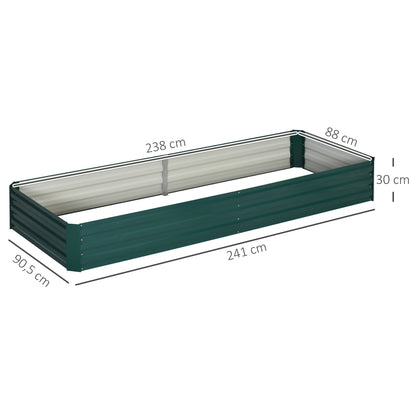 Steel Raised Bed, Planting Box Cold Frame Garden Bed Planter Interlocking, Plant Box Flower Pot Vegetable Bed 241x90.5x30cm for Garden Terrace, for Flowers, Plants, Fruit, Vegetables, Dark Green