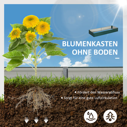 Steel Raised Bed, Planting Box Cold Frame Garden Bed Planter Interlocking, Plant Box Flower Pot Vegetable Bed 241x90.5x30cm for Garden Terrace, for Flowers, Plants, Fruit, Vegetables, Dark Green