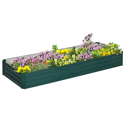 Steel Raised Bed, Planting Box Cold Frame Garden Bed Planter Interlocking, Plant Box Flower Pot Vegetable Bed 241x90.5x30cm for Garden Terrace, for Flowers, Plants, Fruit, Vegetables, Dark Green