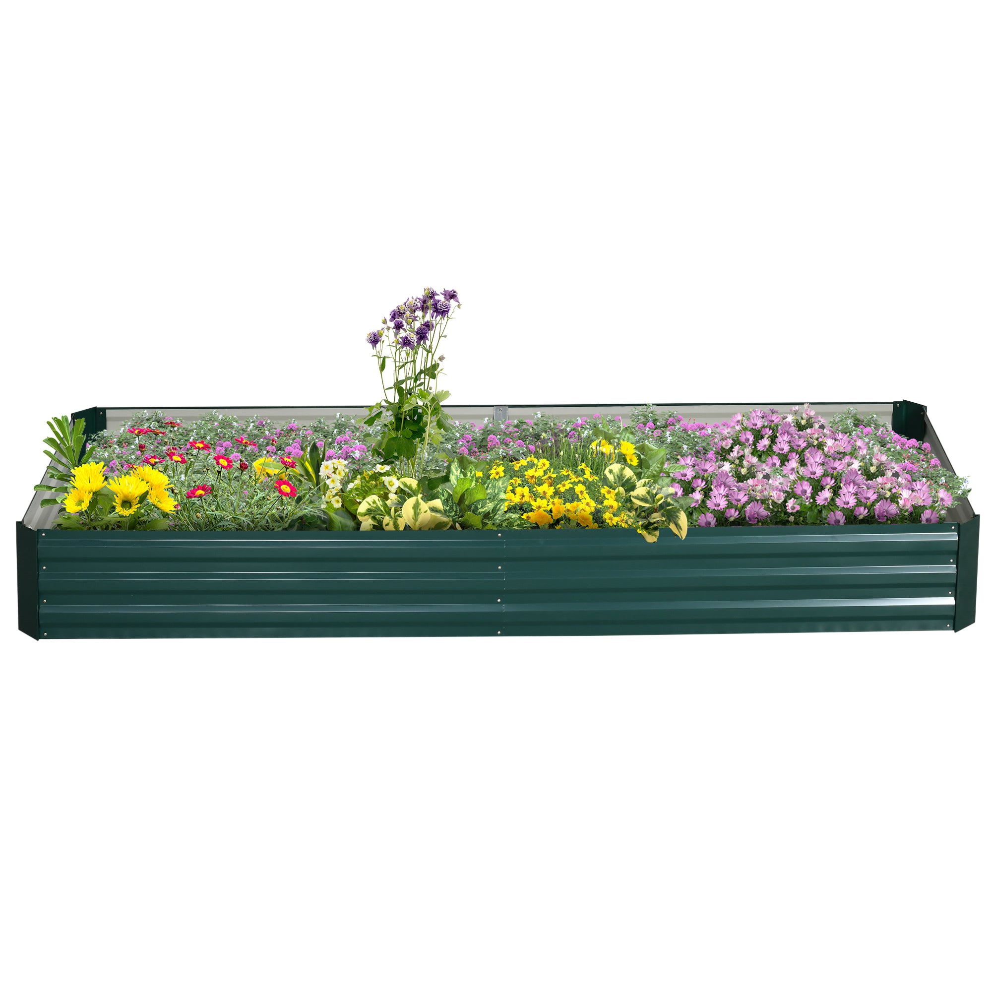 Steel Raised Bed, Planting Box Cold Frame Garden Bed Planter Interlocking, Plant Box Flower Pot Vegetable Bed 241x90.5x30cm for Garden Terrace, for Flowers, Plants, Fruit, Vegetables, Dark Green