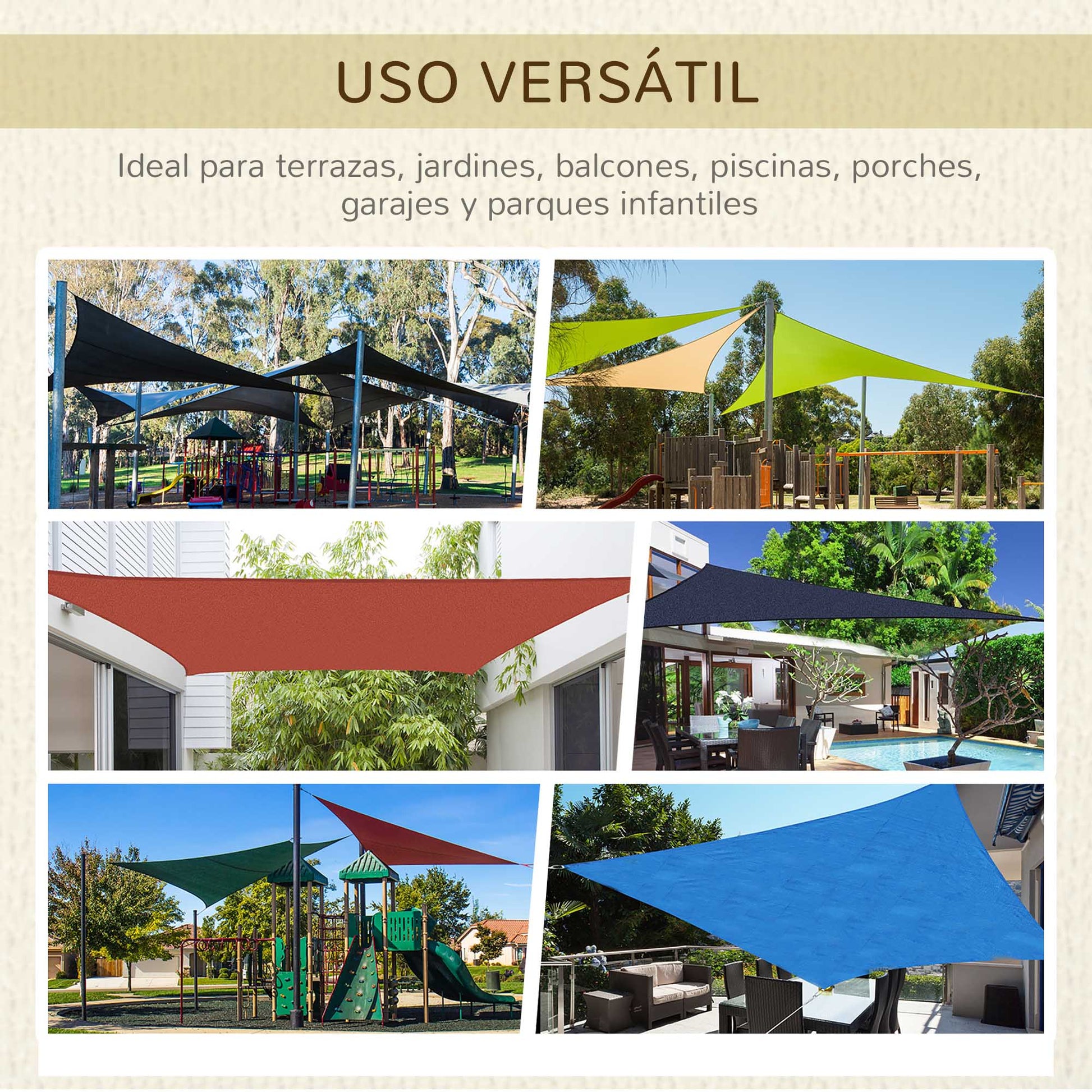 Rectangular Sun Shade Sail 20x13 ft Patio Shade UV Protection for Outdoor Garden Beige
