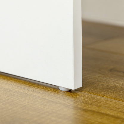 Makeup Vanity Table with Stool and Mirror, Makeup Desk with 4 Drawers, 4 Storage Compartments, Modern Style, 80x38x143 cm White