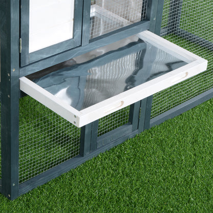 Rabbit and Small Animal Cage in Wood 2 Floors of Spruce Double Door 140x65x100cm Green and White