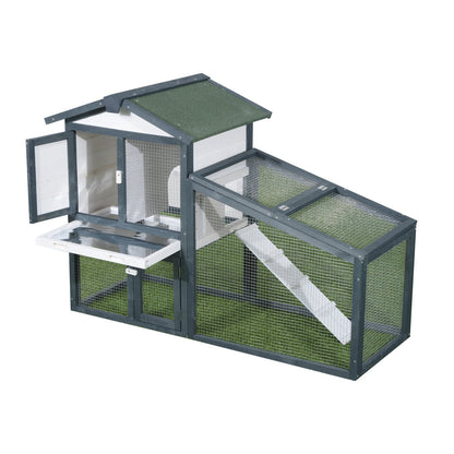 Rabbit and Small Animal Cage in Wood 2 Floors of Spruce Double Door 140x65x100cm Green and White