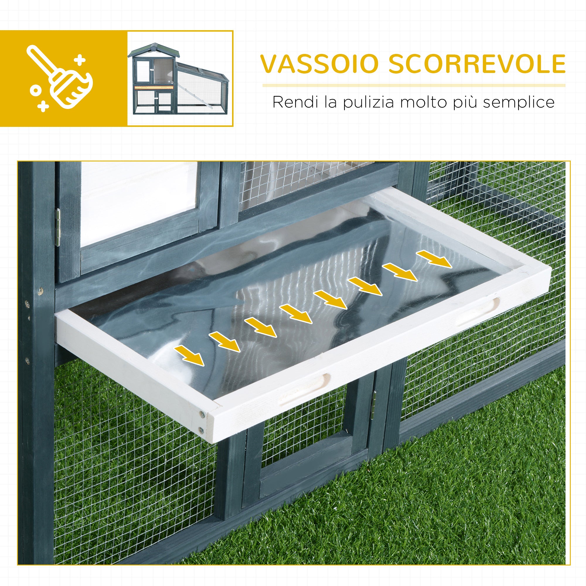 Rabbit and Small Animal Cage in Wood 2 Floors of Spruce Double Door 140x65x100cm Green and White