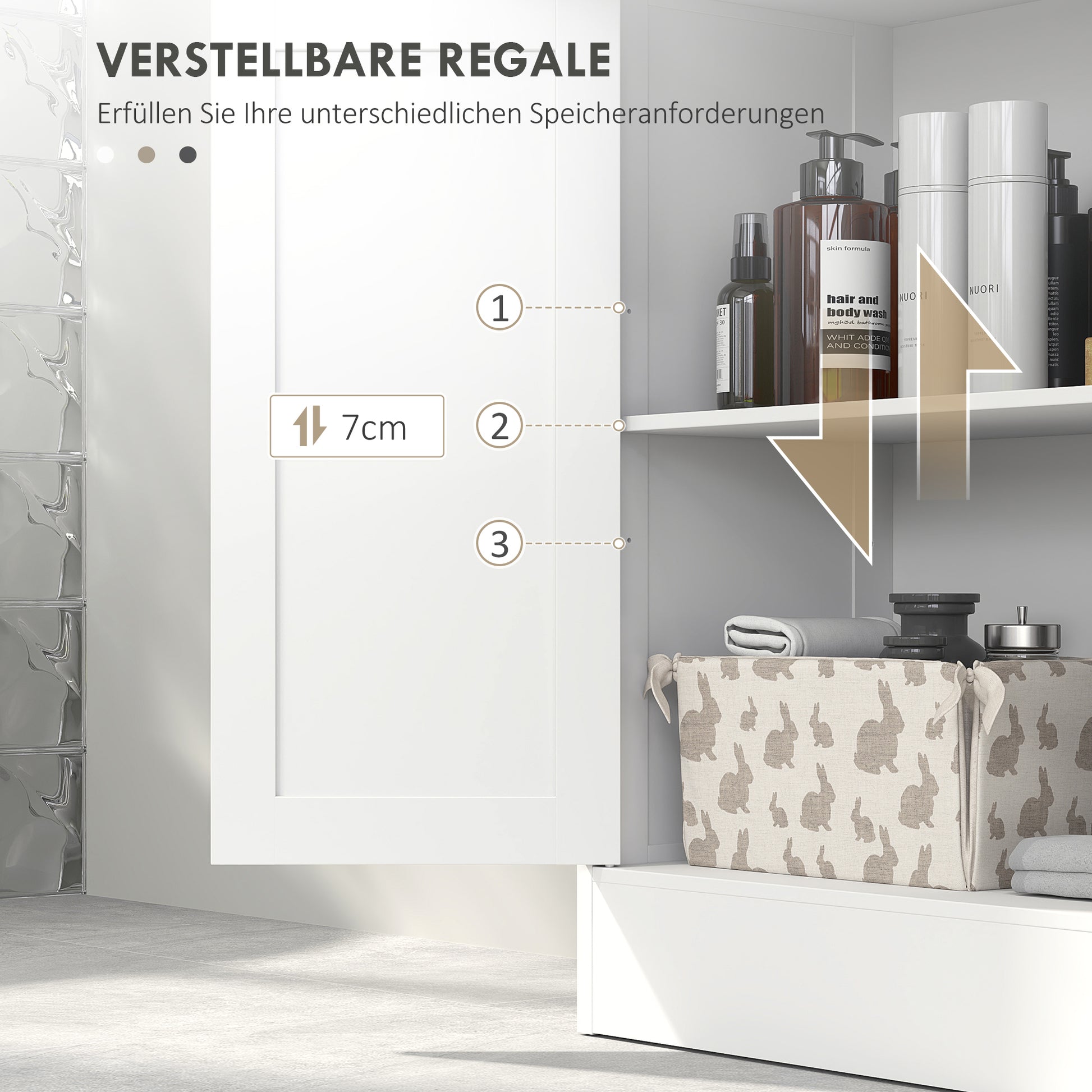 Bathroom Cabinet Bathroom Cabinet Tall Cabinet with Adjustable Shelf, 2 Drawers, 2 Doors, Cabinet Storage Cabinet for Bathroom, Living Room 60 x 30 x 108.8 cm White