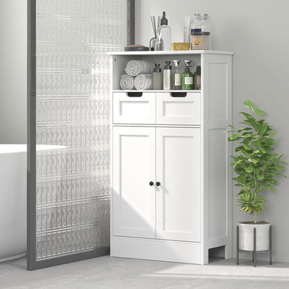 Bathroom Cabinet Bathroom Cabinet Tall Cabinet with Adjustable Shelf, 2 Drawers, 2 Doors, Cabinet Storage Cabinet for Bathroom, Living Room 60 x 30 x 108.8 cm White