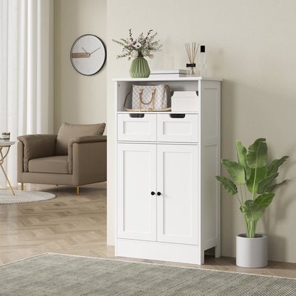 Bathroom Cabinet Bathroom Cabinet Tall Cabinet with Adjustable Shelf, 2 Drawers, 2 Doors, Cabinet Storage Cabinet for Bathroom, Living Room 60 x 30 x 108.8 cm White