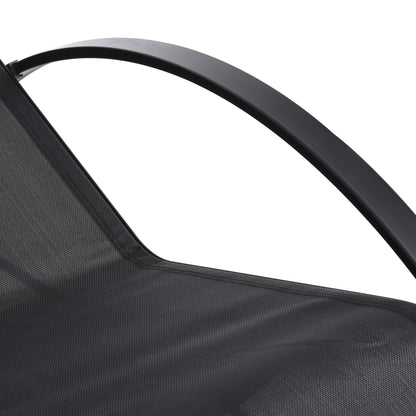 Garden Lounger Set Metal Mesh 3-Piece Sun Lounger with Tea Table Garden Furniture Set with 2 Sun Loungers, 1 Side Table Outdoor Seating Group for Garden, Balcony 59W x 169D x 66H cm Black