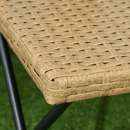 Folding Side Table made of Poly Rattan Coffee Table End Table Tray Balcony Table Patio Table Coffee Table Garden Furniture Rattan Table for Garden Terrace Balcony, 40x40x40cm Natural Wood
