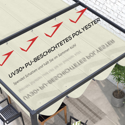 Replacement Canopy for 2.85 x 2 m Pergola, water-repellent retractable Wave Canopy with rain drainage holes, UV protection 30+, winterproof sunshade cover for garden, balcony, terrace, Cream White