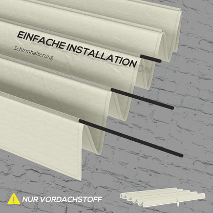 Replacement Canopy for 2.85 x 2 m Pergola, water-repellent retractable Wave Canopy with rain drainage holes, UV protection 30+, winterproof sunshade cover for garden, balcony, terrace, Cream White